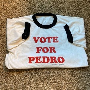 “Vote for Pedro” white, red, and black t-shirt